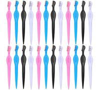Lames de Tondeuse à Sourcils en Acier Inoxydable 24 Pièces | Format Compact Portable, Retire les Poils Fins, Corps Abs pour Usage Cosmétique