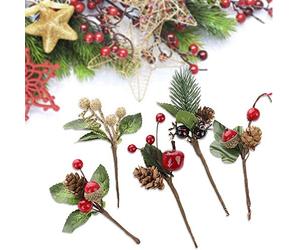 LAMF Lot de 20 Pommes de pin artificielles à Pointe de Neige pour Arrangements Floraux de Noël, couronnes, décorations de Vacances
