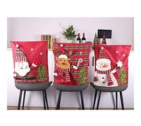 LAMF Lot de 6 housses de chaise de Noël en 3D, motif Père Noël, bonhomme de neige, élan, pour cuisine, salle à manger, décorations de Noël