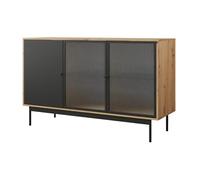 Lamia - buffet bas - effet bois et noir - 3 portes - 148 cm - Noir / Bois