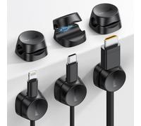 Lamicall Clip Câble, Organiseur de Câbles de Bureau Réglable - [Lot de 6] Clips de Câble à Ressort Autocollants, Gestion de Câble pour Câbles HDMI, USB, Câbles de Charge, etc - (8 mm) Noir