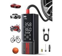 Lamicall Gonfleur Pneu Voiture, Compresseur à Air Portatif - [150 PSI Inflation Rapide] avec Écran LCD & Lumière LED, Bloc d'alimentation, Gonfleur avec 3 Buses pour Voiture/Vélo/Moto/Ballon