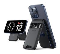 Lamicall Porte-Cartes pour MagSafe, Portefeuille Téléphone en Cuir Végan - [3 Emplacements Cartes] Support Portefeuille Ajustable, Léger et Fin, pour iPhone Séries 17/16/15/14/13 et Coque per MagSafe