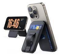 Lamicall Porte-Cartes pour MagSafe, Support Portefeuille Téléphone Ajustable - [Pèse 68g] [avec Poignée], 3 Emplacements Cartes, Porte-Cartes pour iPhone Séries 16/15/14/13/12 et Coque per MagSafe