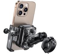 Lamicall Support Téléphone Moto - [Anti-Vibration] [Tout Métal] [Bras Rétractable] Antivol, Porte Téléphone Vélo, 2 x 360° Rotation, pour iPhone 17 16 et Smartphone de 4,7-7,2" - Noir