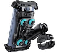 Lamicall Support Téléphone Moto - [Double Anti-vibration] Bras Extension Métal, Support Téléphone Vélo Antivol, 2 x 360° Pivotant Support pour Guidon, pour iPhone 17 16 15 et 4,7-6,8" Smartphones-Bleu