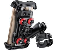 Lamicall Support Téléphone Moto - [Double Anti-vibration] Bras Extension Métal, Support Téléphone Vélo Antivol, 2X 360° Pivotant Support pour Guidon, pour iPhone 17 16 15 et 4,7-6,8" Smartphones-Rouge