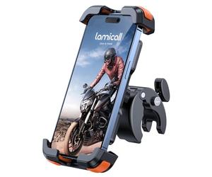 Lamicall Support Téléphone Moto, Support Téléphone Vélo - Support Guidonavec avec Pince de Guidon à Dégagement Rapide pour iPhone 17/16/15/14/13 Pro Max, XS XR SE Samsung, Smartphone 4.7-6.8”, Orange