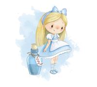 Lámina infantil Alicia con pocima azul