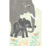 Lámina infantil ilustracion familia elefante gris