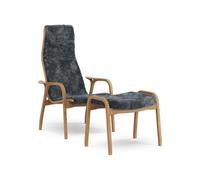 Lamino Fauteuil Haut Avec Repose-Pieds Chêne Huilé/Charbon/Peau de Mouton