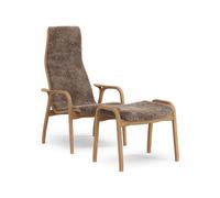 Lamino Fauteuil Haut Avec Repose-Pieds Chêne Huilé/Sahara/Peau de Mouton