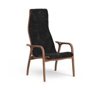 Lamino Fauteuil Haut Noyer Laqué/Noir/Peau de Mouton