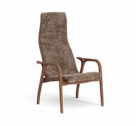 Lamino Fauteuil Haut Noyer Laqué/Sahara/Peau de Mouton