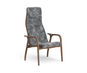 Lamino Fauteuil Haut Noyer Laqué/Scandinavian Grey/Peau de Mouton