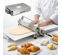 Laminoir à pâte manuel, machine à laminer la pâte de table en acier inoxydable 12"/16" avec épaisseur réglable de 0 à 25 mm, laminoir à pâtisserie pour pizza, croissant et pâtisserie maison T400