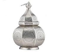 Lamisa Lamisa Lampe et lanterne de Marrakech en métal 30 cm Argenté Décoration orientale