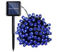 Lamker 12M 100LED Guirlandes Lumineuses Solaires Exterieure Étanche 8 Modes Bleu Lumière Guirlande pour Jardin Terrasse Balcon Fenêtre Clôture Arbre Noël Mariage Fairy Lights Lumineuse Décoration