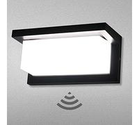 Lamker 18W LED Applique Murale Lampe Extérieur avec Detecteur de Mouvement 6000K Blanc Froid Luminaire IP65 Étanche Moderne Aluminium Lumière Éclairage Decorative pour Jardin Pathway Couloir