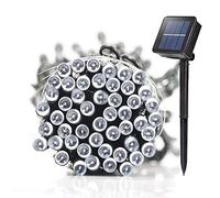 Lamker 5M 50LED Guirlandes Lumineuses Solaires 8 Modes Étanche Blanc Lumière Guirlande Lumineuse Extérieur Décoration pour Jardin Terrasse Balcon Fenêtre Clôture Arbre Noël Mariage Fairy Lights