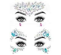 Lamkrtlp 2 Pièces Strass Visage, Strass Autocollant Visage, Ensembles de Gemmes de visage, Tatouage Temporaire Strass Visage, Diamant Visage Pour Carnaval de Musique, Faire la fête, Se Maquiller