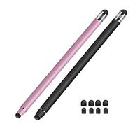Lamkrtlp 2 Pièces Stylet Universel pour écrans tactiles, Stylet Tactile Capacitif 2 en 1 Compatible avec Tablettes, Smartphones, Mi, Samsung Galaxy (Noir + Or Rose)