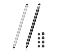 Lamkrtlp 2 Pièces Stylet Universel pour écrans tactiles, Stylet Tactile Capacitif 2 en 1 Compatible avec Smartphones, Tablettes, Samsung Galaxy (Noir + Argenté)