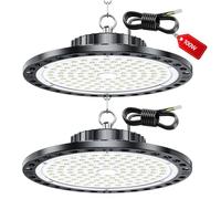 LAMLAMCK Projecteur LED Industriel - 2 Pack 100W 10000LM High Bay Eclairage Atelier avec Transformateur, IP65 Étanche Plafonnier LED, 6500k Blanc Froid Lampe Atelier pour Garage Usine Boutique