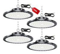 LAMLAMCK Projecteur LED Industriel - 4 Pack 100W 10000LM High Bay Eclairage Atelier avec Transformateur, IP65 Étanche Plafonnier LED, 6500k Blanc Froid Lampe Atelier pour Garage Usine Boutique