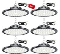LAMLAMCK Projecteur LED Industriel - 6 Pack 100W 10000LM High Bay Eclairage Atelier avec Transformateur, IP65 Étanche Plafonnier LED, 6500k Blanc Froid Lampe Atelier pour Garage Usine Boutique