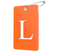 Lammcou Etiquette Valise Voyage Avion, étiquette à Bagage personnalisée avec porte-adresse et câble en acier inoxydable, Luggage Tags Suitcases Labels (Orange, L)