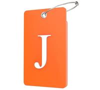 Lammcou Etiquette Valise Voyage Avion, étiquette à Bagage personnalisée avec porte-adresse et câble en acier inoxydable, Luggage Tags Suitcases Labels (Orange, J)