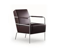 Lammhults Fauteuil Cinema Elmo Nordic cuir marron foncé - base en chrome