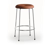 Lammhults Tabouret de bar Base en cuir cognac - base en chrome. 63 cm