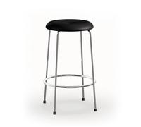 Lammhults Tabouret de bar Base en cuir noir - base en chrome. 63 cm
