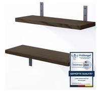 LAMO Manufaktur 2 étagères murales en bois 2x 42cm SET 2 bord naturel Couleur: Noir