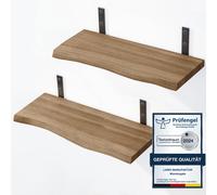 LAMO Manufaktur 2 étagères murales en bois 2x 42cm SET 2 bord naturel Couleur: Marron Noisette