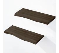 LAMO Manufaktur 2 étagères Murale en Bois avec Fixation Invisible 2X 40cm | Etagère Murale en 100% Bois Massif | Etagère Murale pour Salon | Set 2 étagères Bord irrégulier Couleur: Noir