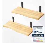LAMO Manufaktur 2 étagères murales en Bois 2X 40cm | Etagère Murale en 100% Bois Massif | Etagère Murale pour Salon, Chambre à Coucher | étagères murales Set 2 Bord Naturel Couleur: Naturel