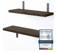 LAMO Manufaktur 2 étagères murales en bois 2x 42cm SET 4 bord droit Couleur: Noir