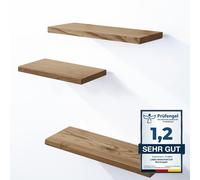 LAMO Manufaktur 2 Pièce Étagère Murale en Bois Avec Invisible Fixation Set 3