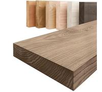 LAMO Manufaktur Étagère Bois Massif sans pièces de Fixation | Étagère 100 cm Largeur pour Salon, Cuisine, Bureau | Couleur: Noisette, Bord: Droit | Bois Massif, Design Moderne, Belle veinure