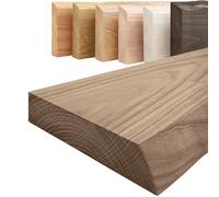 LAMO Manufaktur Étagère bois massif sans pièces de fixation | Etagere 50 cm largeur pour salle de bain, couloir, cuisine | Couleur: noisette, Bord: naturel | Bois massif, design moderne, belle veinure