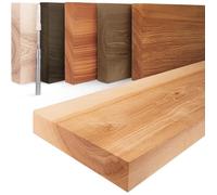 LAMO Manufaktur Étagère flottante murale bois avec fixation invisible Étagère 140 cm Couleur: naturel, Bord: droit, effet flottant
