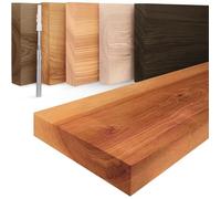 LAMO Manufaktur Étagère flottante murale bois avec fixation invisible Étagère 160 cm Couleur: foncé, Bord: droit, effet flottant