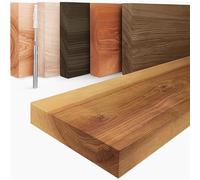 LAMO Manufaktur Étagère Flottante Murale Bois avec Fixation Invisible | Étagère 160 cm Largeur pour Salon, Bureau | Couleur: Rustique, Bord: Droit | Bois Massif, Design Moderne, Effet Flottant