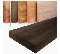 LAMO Manufaktur Étagère Flottante Murale Bois avec Fixation Invisible | Etagere 50 cm Largeur pour Salle de Bain, Couloir, Cuisine | Couleur : Noir, Bord : Droit | Bois Massif, Design Moderne