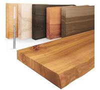LAMO Manufaktur Étagère flottante murale bois avec fixation invisible Étagère 90 cm largeur Couleur: rustique, Bord: naturel