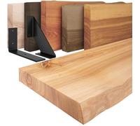 LAMO Manufaktur Étagère murale avec supports en L blancs Étagère 100 cm largeur Couleur: naturel, Bord: naturel
