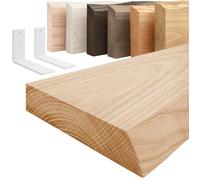 LAMO Manufaktur Étagère murale avec supports en L blancs Étagère 120 cm largeur Couleur: naturel Bord: naturel
